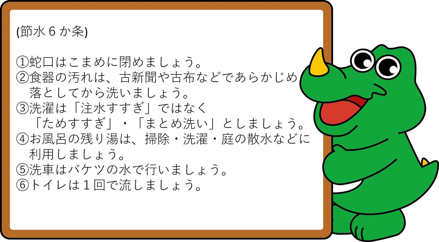 節水6か条 1.蛇口はこまめに締めましょう。