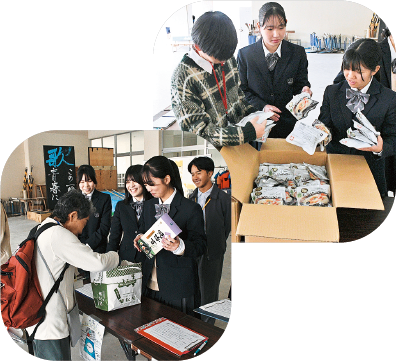 昼休みに開催された「フードドライブ」の様子