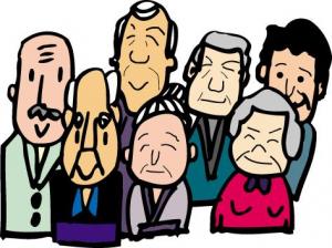 大勢の高齢者たちのイラスト