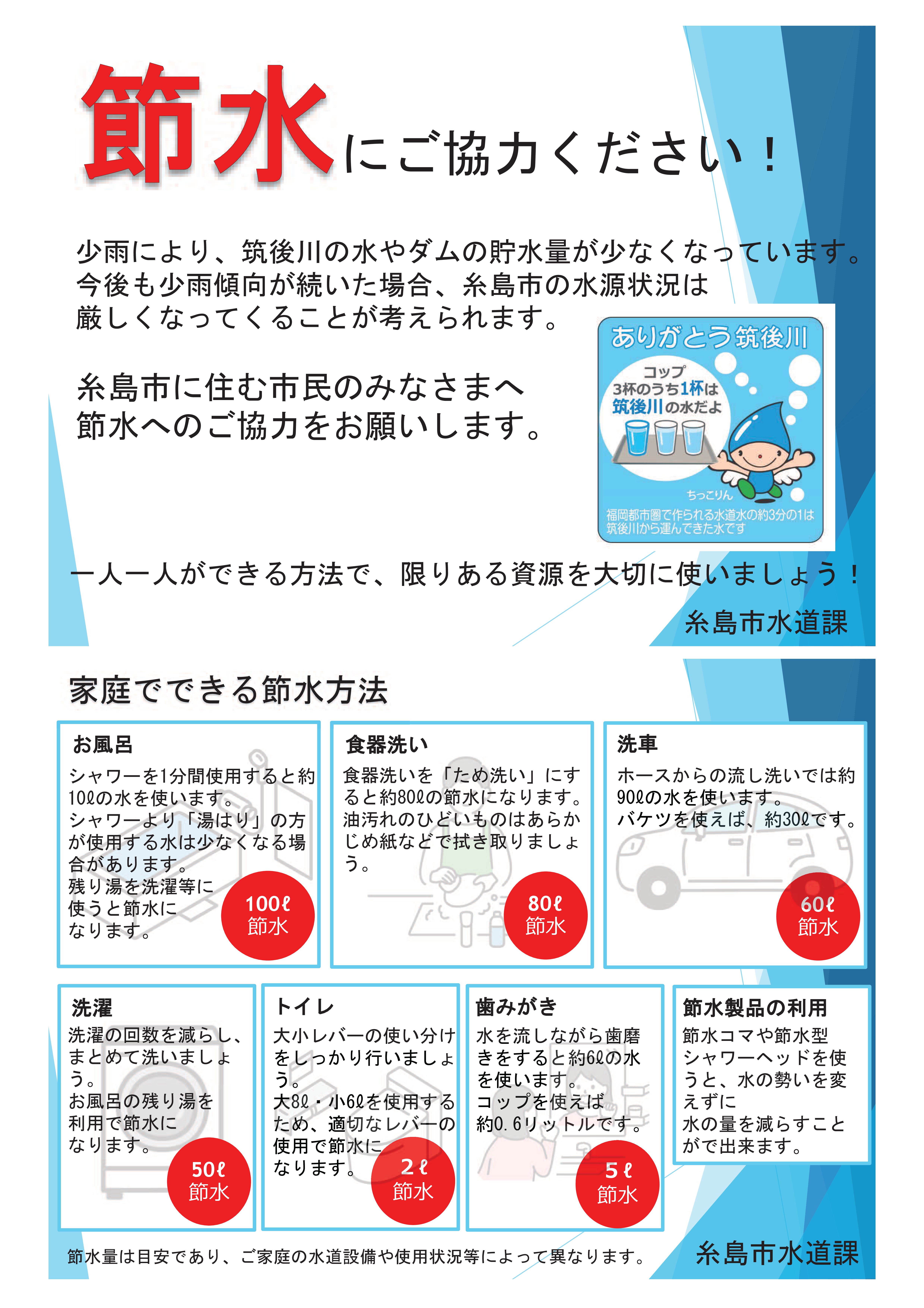 節水へのご協力をお願いします！