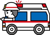 救急車に乗って出動する消太くん