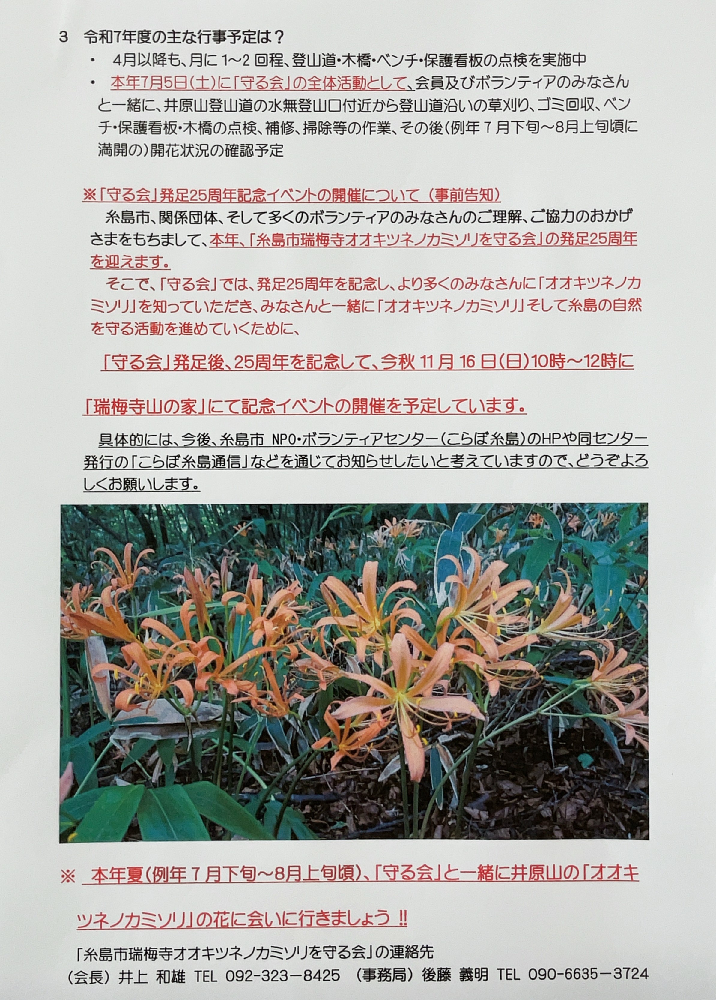 オオキツネノカミソリを守る会②再