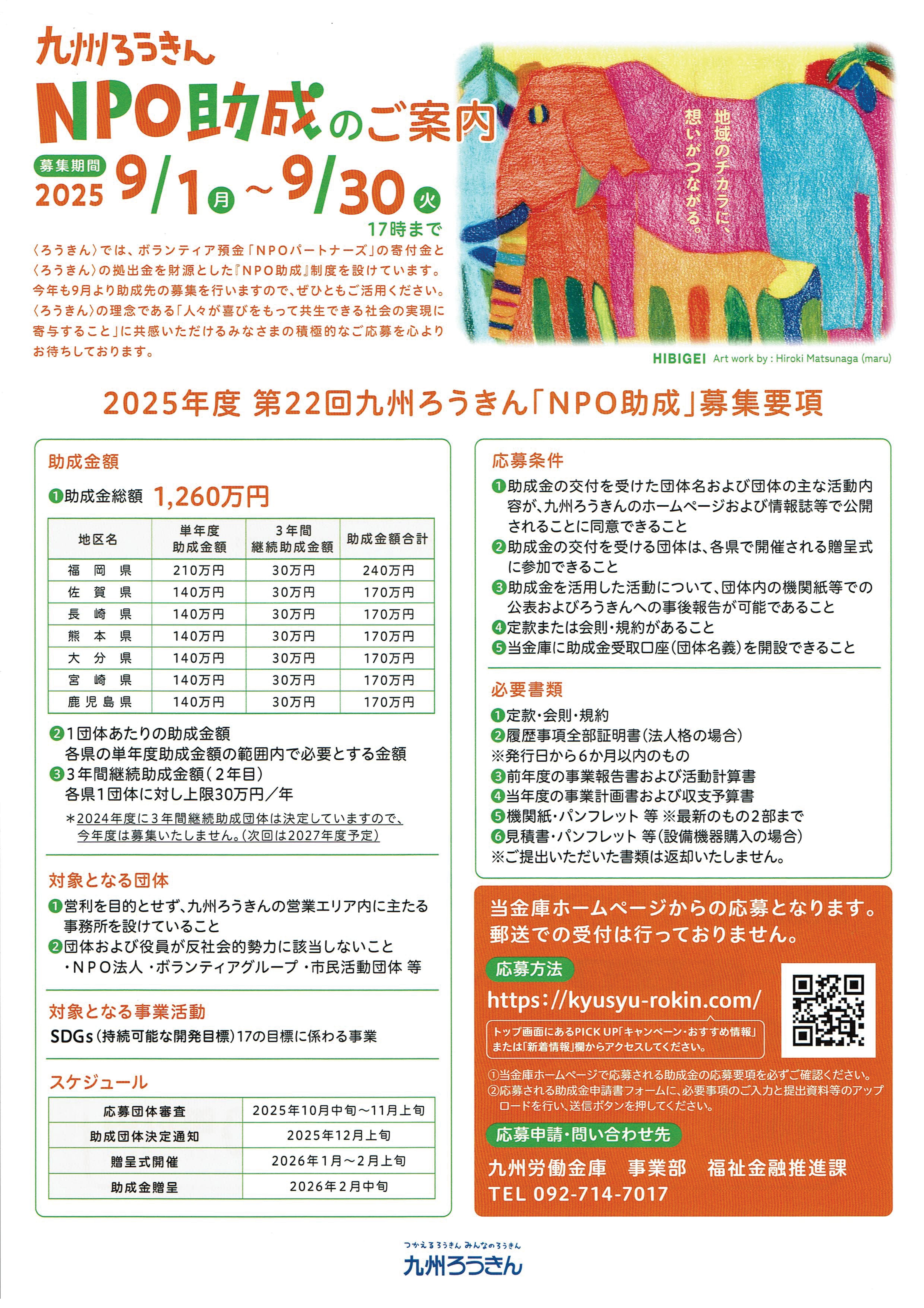 九州労金NPO助成のご案内